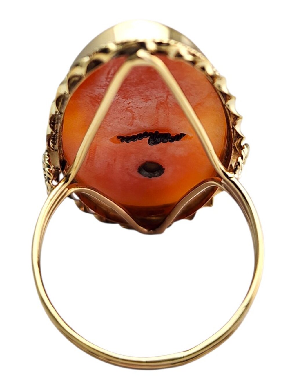 13 Karat Yellow Gold Diamond Cameo Ring #24252 - Picture 3 of 6